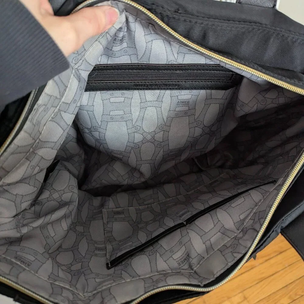 Aimee Kestenberg | Black Nylon Travel Tote Bag with Gold Hardware
